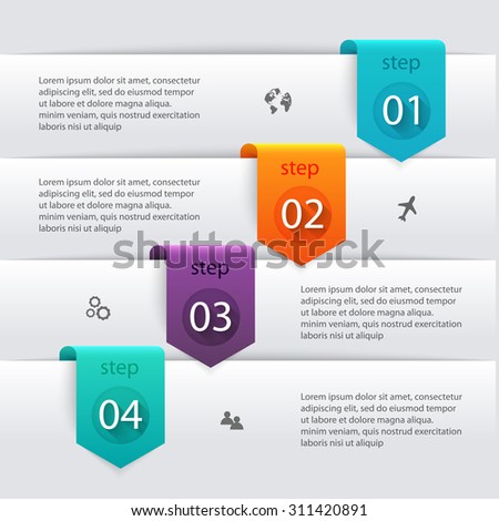 Vector colorful info graphics for your business presentations. Can be used for info graphics, graphic or website layout vector, numbered banners, diagram, horizontal cutout lines, web design.
