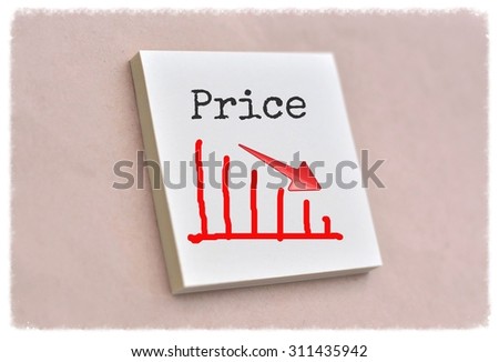 Text price on the graph goes down on the short note texture background