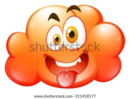 Orange cloud with face illustration