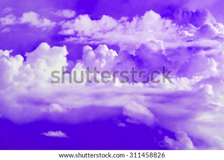 Clouds in the sky made with purple color.