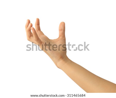 Woman hand holding isolated on white background
