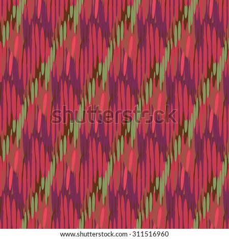 Seamless pattern with diagonal strips  in doodle style. Vector illustration 