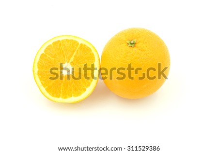 this is a half of orange isolate on white background