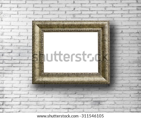 blank frame on white wall background