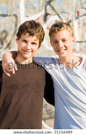 teen boys best friends together
