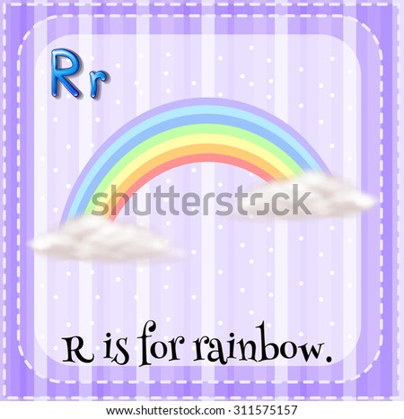 Flashcard of R is for rainbow illustration