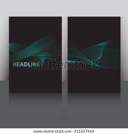 Blue on black  background vector brochure / booklet cover design templates collection