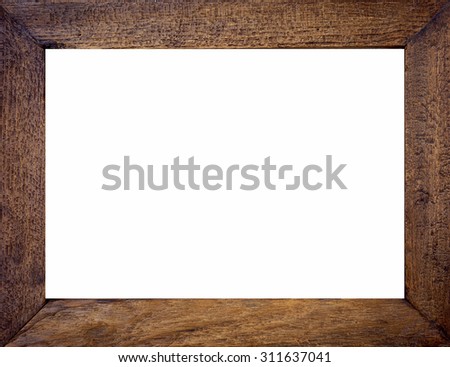 Wooden picture frame on white background