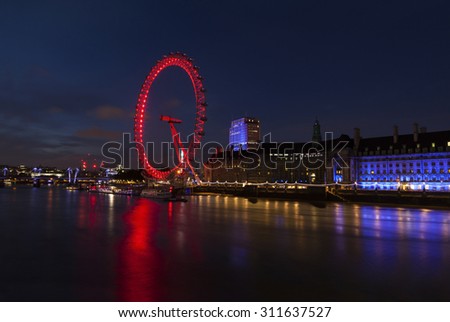 London Eye and Thames River panorama