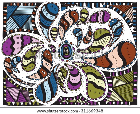 Cool doodles, zentangle, vector, illustration, pattern, freehand pencil, colorful, background, hand drawn