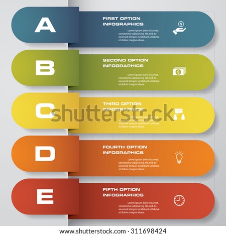 Design 5 steps clean template. Can be used for banner, diagram, web design, infographic Vector Eps10