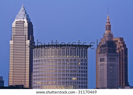 Skyline of Cleveland - evening time.