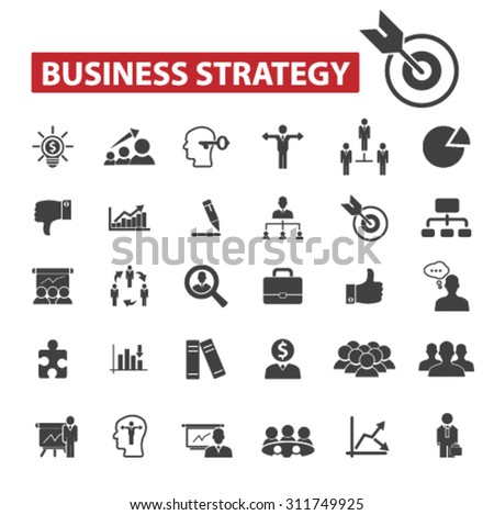 business strategy, business idea black isolated concept icons, illustrations set. Flat design vector for web, infographics, apps, mobile phone servces
