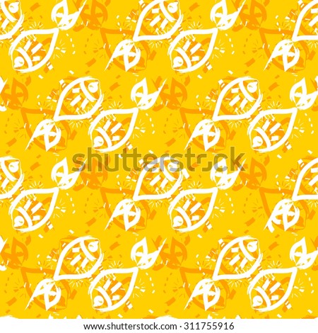 Hand sketched fish seamless pattern