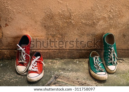 red and green sneakers hipster