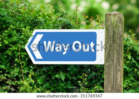 Direction Arrow, Sign To Way Out in Blue Color.