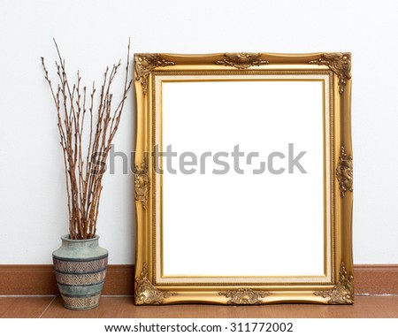 Picture frame on white wall room.
