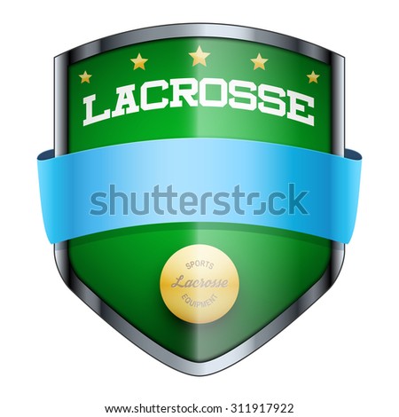 Lacrosse Shield badge. The symbol of the sports club or team. Vector Illustration isolated on white background.