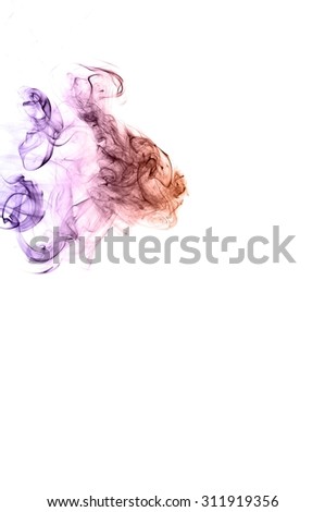 Abstract colorful smoke on white background, smoke background,colorful ink background,Violet,purple, Orange, beautiful smoke,  Movement of smoke