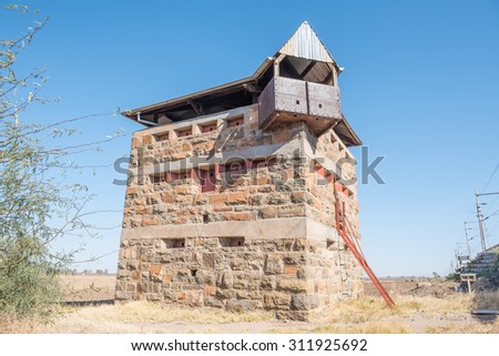 Historic blockhouse used by the British troops to guard the railway bridge at Rietrivier during the Anglo Boer War 1899-1902 Royalty-Free Stock Photo #311925692
