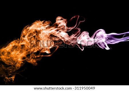 Abstract colorful smoke on black background, smoke background,colorful ink background,Violet,purple, Orange, beautiful smoke,Movement of smoke
