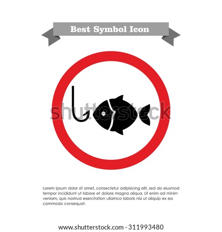 Icon of fish silhouette and fish hook