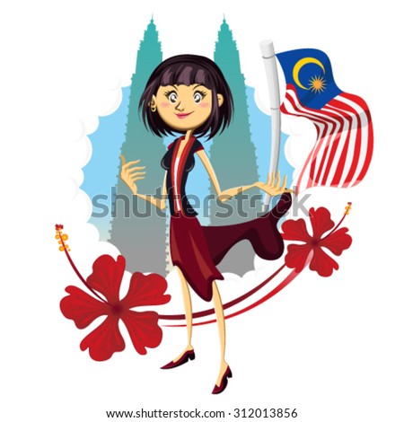 Tourism in Malaysia Truly Asia Illustration
Woman Standing At Petronas Twin Tower 