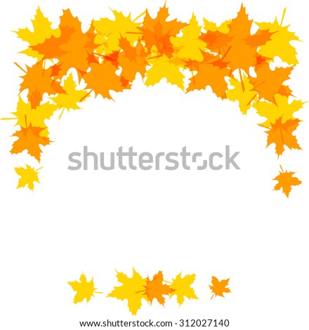Autumn leaves decorative borders isolated on white. Clip art