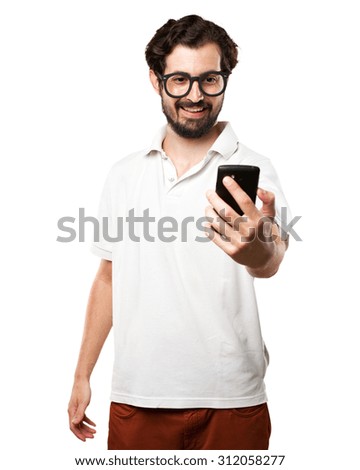 happy young man selfie pose
