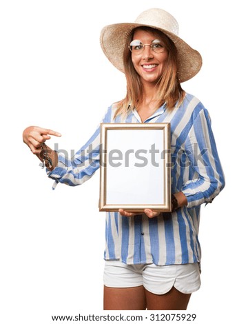 happy young woman with retro frame