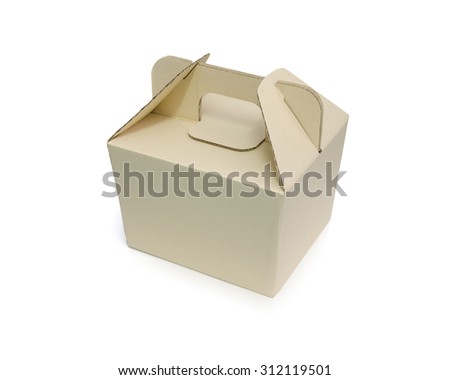 Cardboard fast food box on white background with clipping path. Paper packaging box.