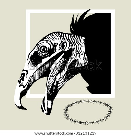 The stylized head of a bird. Hand Drawn doodle vector illustration isolated on background. Sketch.  Can be used for postcard, t-shirt, bag or poster.