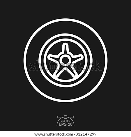 Flat icon of car tire. 
