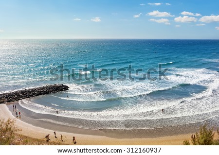 Beach of Playa del Ingles. Maspalomas. Gran Canaria Royalty-Free Stock Photo #312160937