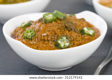 Bhindi Masala - Spiced okra in thick gravy.