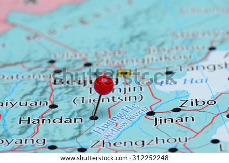 Handan pinned on a map of Asia 