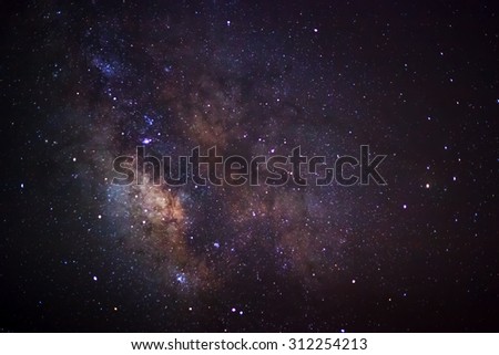 Close-up of Milky Way,Long exposure photograph, with grain

