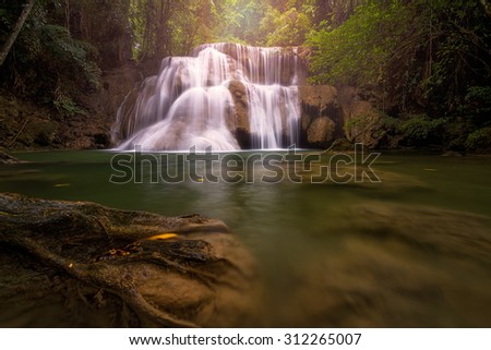 waterfall at Erawan waterfall National Park Kanjanaburi Thailand