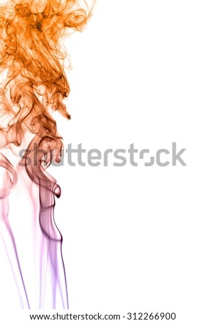 Movement of smoke,Abstract colorful smoke on white background, smoke background,colorful ink background,Violet,purple and Orange smoke, beautiful smoke