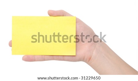 card in a hand isolated on white