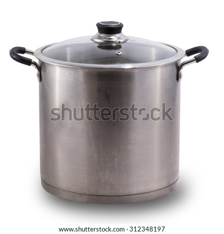 Used stock pot isolated on white