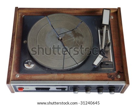 old record-player isolated on white background with clipping path