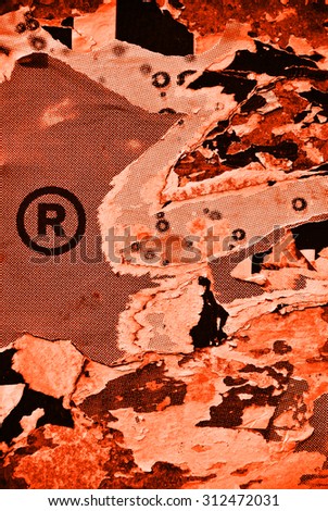Photo of urban collage paper texture with trademark symbol or icon