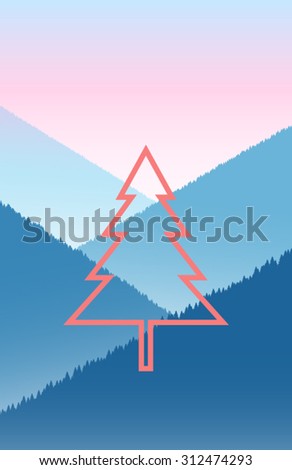 mountain pine symbol vector illustration