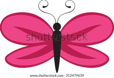 Pink - Butterfly - Cartoon - Vector - Illustration