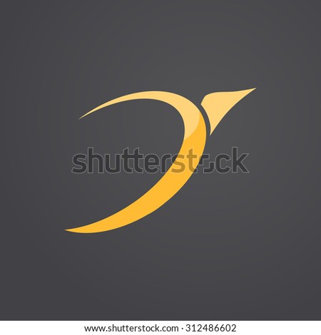 Bird icon, aspiration logo template, 2d vector on dark background, eps 10