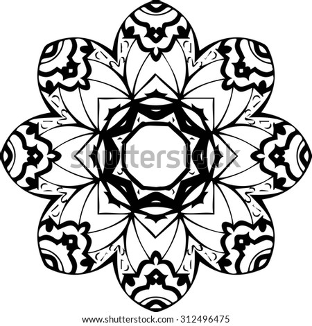 Vintage decorative elegant motif. Anti stress coloring book page for adults. Stylized lacy flower. Vector illustration.
