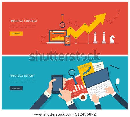 Flat design modern vector illustration concept of analyzing project, financial report and strategy, financial analytics, market research and planning documents Royalty-Free Stock Photo #312496892