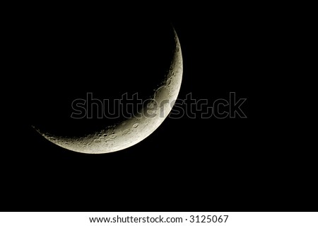 A particularly thin crescent moon, shot with 8" refractor. Royalty-Free Stock Photo #3125067