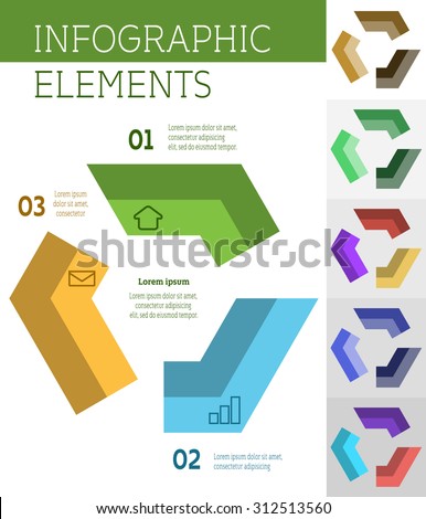 Vector hexagon infographic elements. Template for cycle diagram, graph, presentation and round chart. Business concept with tree segments,, options or parts. 